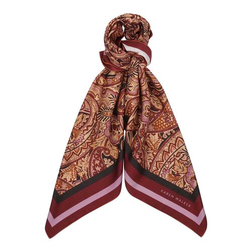 Karen Walker Paisley Classic Silk Scarf Burgundy Multi